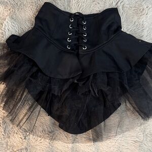 New Black Lace-Up Corset Tutu Mini Skirt – Gothic Burlesque Festival Ready!